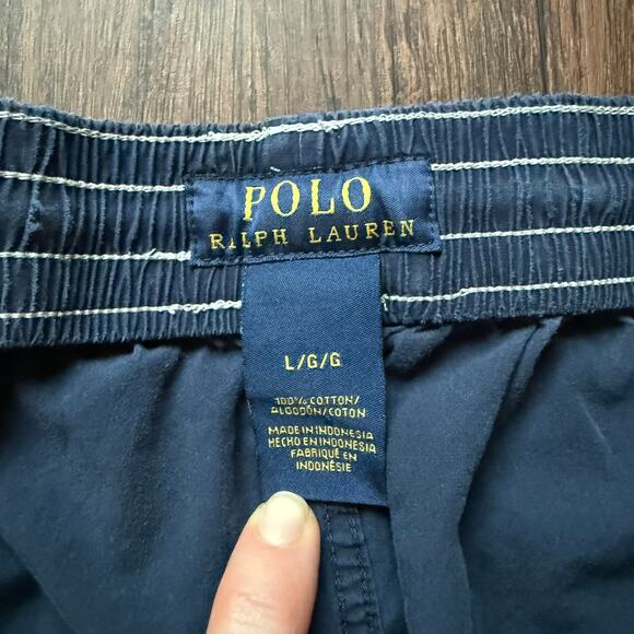 Polo Ralph Lauren Navy Drawstring Pajama Pants Preppy Yellow Pony Logo Mens L - Picture 4 of 5
